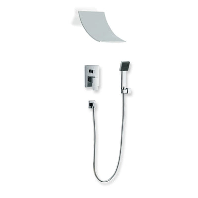 Sistema completo de ducha contemporáneo/moderno SUMERAIN, sistema de grifo de ducha montado en la pared con ducha de mano y desviador, cromo
