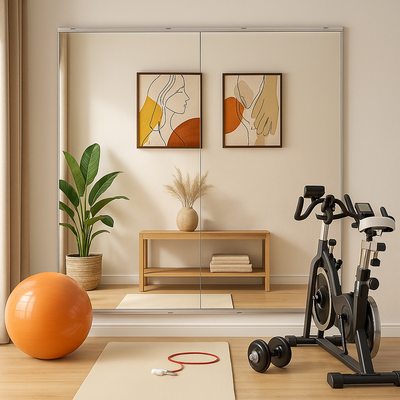 Espejo irrompible para gimnasio en casa Sumerain 2 piezas de 48x24 pulgadas, espejo grande sin marco montado en la pared, para gimnasio en casa, fitness, yoga, baile, garaje