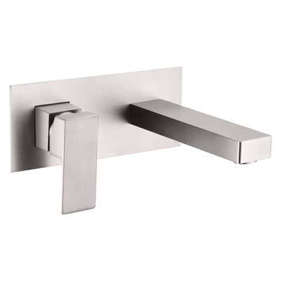 sumerain Grifo de baño de níquel cepillado, montaje en pared, grifo para lavabo con válvula empotrada, manija única para zurdos