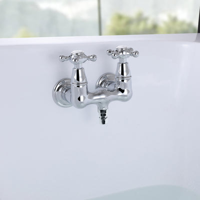 SUMERAIN Grifo para bañera de montaje en pared, relleno para bañera con patas vintage, centro de alto flujo de 3-3/8 pulgadas, cromado