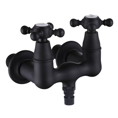 SUMERAIN Grifo para bañera con patas vintage, montaje en pared central de 3-3/8 pulgadas, mango cruzado, negro mate