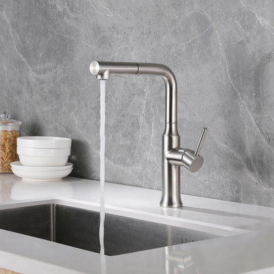 Sumerain Grifo de Cocina Mezclador de Alta Presión, Grifo de Cocina Extensible con Ducha Extraíble, Acero Inoxidable Giratorio 360°