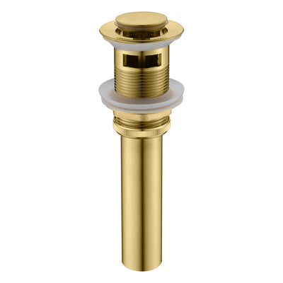 Tapón de desagüe emergente de latón SUMERAIN para lavabo de baño con rebosadero, dorado cepillado