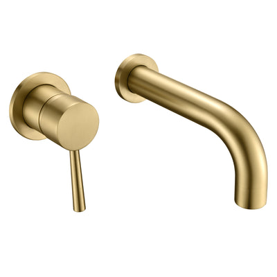 SUMERAIN Grifo para bañera de montaje en pared, color dorado, con válvula áspera, mango para zurdos