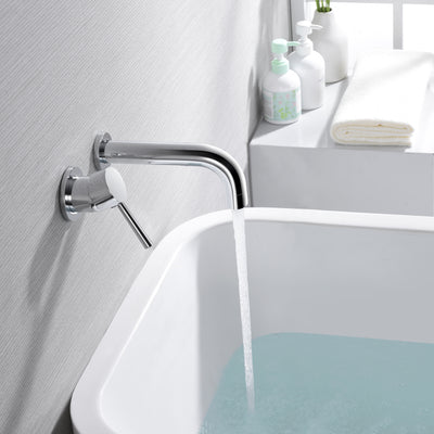 SUMERAIN Grifo para bañera de montaje en pared, juego de grifo cromado para bañera con manija para zurdos y válvula áspera