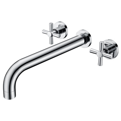 SUMERAIN Grifo para bañera montado en la pared, grifo para bañera de alto flujo, acabado cromado con válvula áspera, caño extra largo y manijas cruzadas