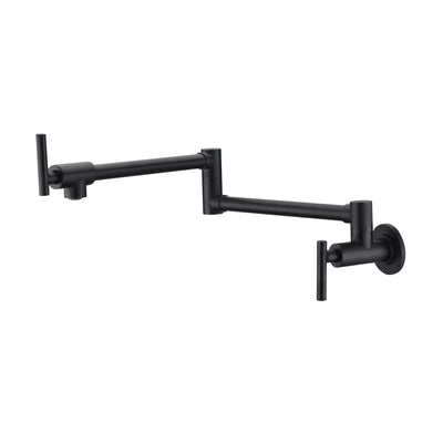 Grifo para olla Sumerain negro mate, grifo de cocina montado en pared con brazo oscilante de doble articulación plegable