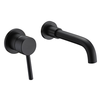sumerain Grifo de baño negro, montaje en pared, grifo para lavabo, manija única para zurdos