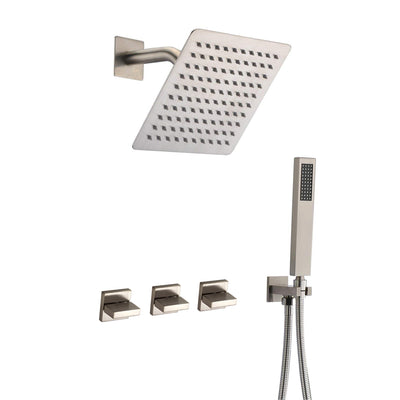 Sistema de grifo de ducha de 3 manijas,Juego de grifo de ducha de níquel cepillado con válvula,SUMERAIN
