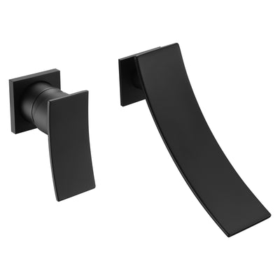 sumerain Grifo de baño negro para montaje en pared, grifo de cascada para lavabo de baño, manija única para zurdos