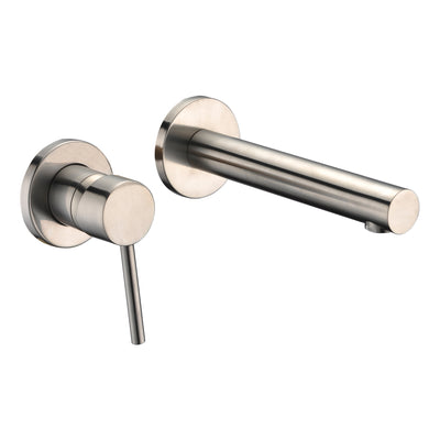 sumerain Grifo monomando para lavabo de baño con montaje en pared para zurdos, grifo para lavabo de níquel cepillado