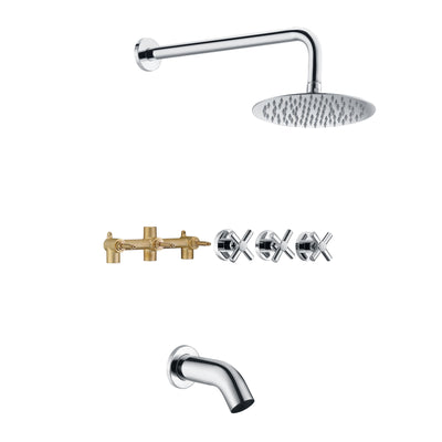 Accesorios para bañera y ducha de 3 manijas con válvula empotrada, cromados