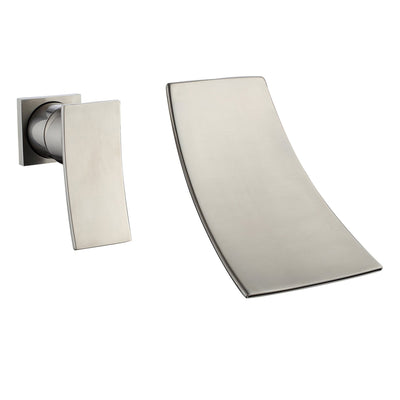 sumerain Grifo para bañera de níquel cepillado Cascada Montaje en pared Relleno para bañera Mango para zurdos