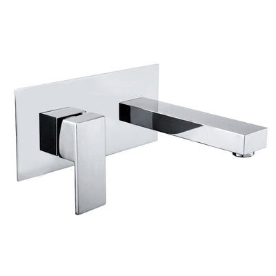 sumerain Grifo para lavabo montado en la pared, grifo para lavabo de baño y válvula áspera incluida, acabado cromado, manija única para zurdos