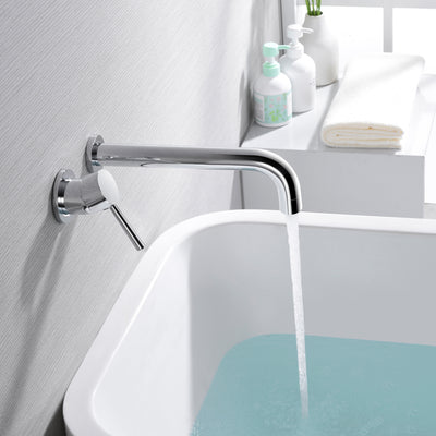 sumerain Grifo para bañera de montaje en pared, grifo cromado para bañera con caño largo, manija única para zurdos
