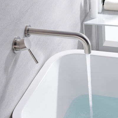 sumerain Grifo para bañera Grifo para bañera de montaje en pared de níquel cepillado Manija única para zurdos
