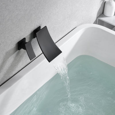 sumerain Grifo de bañera negro Cascada Montado en la pared Relleno de bañera para zurdos Manija única