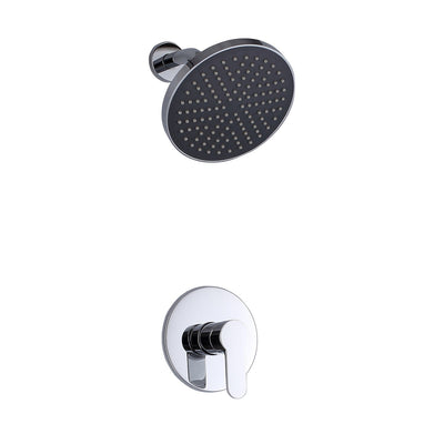 Juego de grifo de ducha de baño, cabezal de ducha de lluvia de plástico ABS redondo de 8 "+ cuerpo de válvula de latón cromado pulido