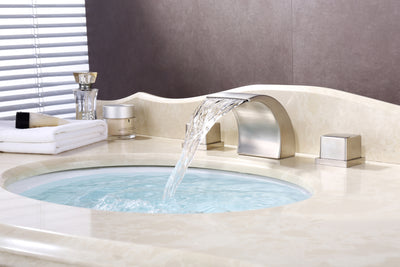 Sumerain - Grifo para lavabo de baño (níquel cepillado)