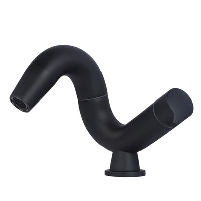 Grifo de baño negro mate con una sola manija y un solo orificio, caño giratorio