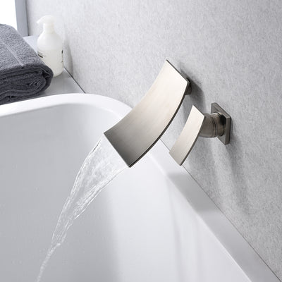 SUMERAIN Grifo de bañera de montaje en pared Níquel cepillado,Relleno montado en bañera de pared en cascada