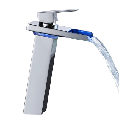 Grifo para lavabo de baño de un solo orificio con boquilla cambiante de color LED en cascada