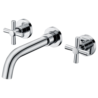 Grifo de baño de montaje en pared, Cross 2 manijas en acabado cromado, Sumerain