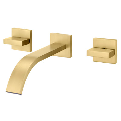 sumerain Grifo de baño dorado para montaje en pared, grifo para lavabo de baño con válvula áspera