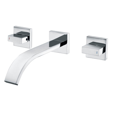 Grifo para lavabo de montaje en pared con dos manijas, grifo para lavabo de baño cromado de latón