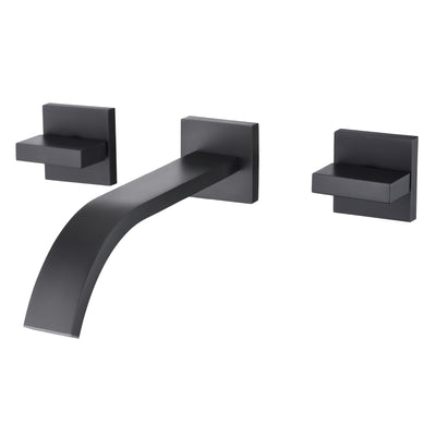 Sumerain - Grifo de baño negro para montaje en pared, incluye válvula áspera