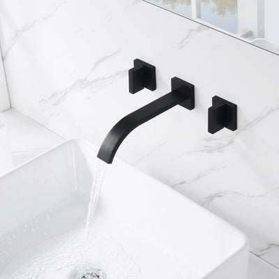 Sumerain - Grifo de baño negro para montaje en pared, incluye válvula áspera