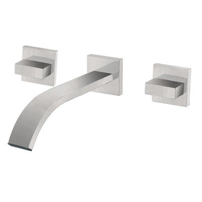 Grifo de baño de montaje en pared con dos manijas,Grifo de lavabo de baño de níquel cepillado