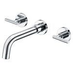 Grifo para lavabo de baño, montaje en pared, grifo para lavabo con dos asas, acabado cromado
