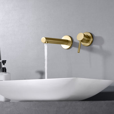 Grifo de baño Grifo de latón para montaje en pared manija única con válvula áspera