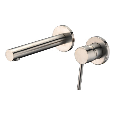 Grifo de baño para montaje en pared, níquel cepillado, válvula incluida