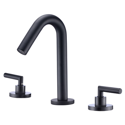 Grifo de baño negro, acabado negro mate, grifo de fregadero de 3 orificios generalizado de 8 pulgadas