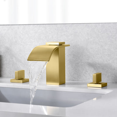 Agujero cepillado del grifo 3 del cuarto de baño de la cascada del oro 8 pulgadas generalizadas