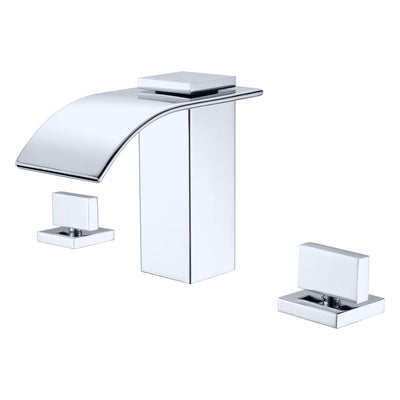 Grifo para lavabo de baño generalizado en cascada de 8 pulgadas con 3 orificios en acabado cromado