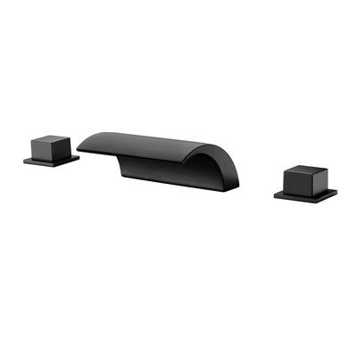 Grifo para bañera romano negro mate montado en cubierta, grifo para bañera en cascada de flujo extra alto