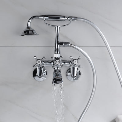 Grifo para bañera con patas, grifos para bañera de montaje en pared de 3 a 9 pulgadas con ducha de mano con acabado cromado