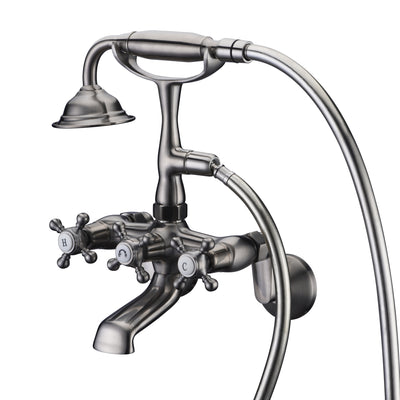 Grifo para bañera con patas de níquel cepillado, grifo para bañera con ducha
