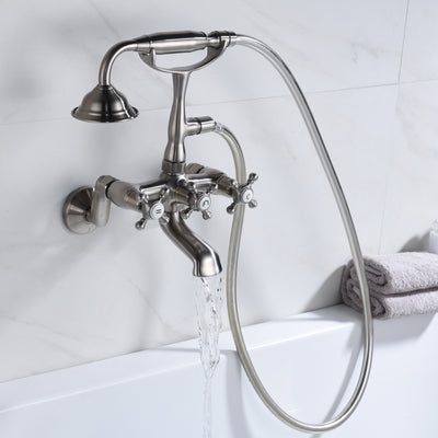 Grifo para bañera con patas de níquel cepillado, grifo para bañera con ducha