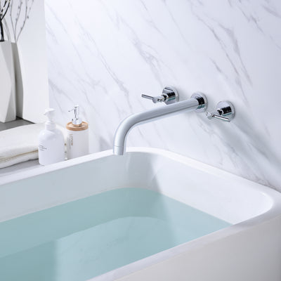 Grifo para bañera de montaje en pared para baño, caño extralargo con alto flujo, acabado cromado