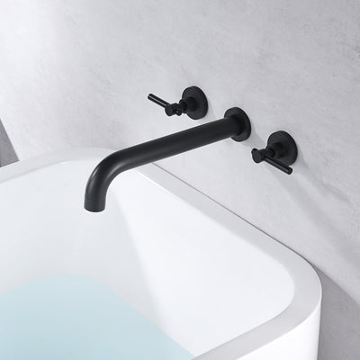 Grifo para bañera de montaje en pared negro mate de alto caudal