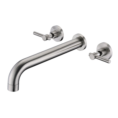 Grifo de llenado para bañera de montaje en pared de alto caudal, níquel cepillado, caño extra largo
