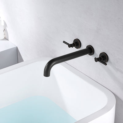 Grifo de llenado para bañera montado en la pared, de bronce aceitado, de alto flujo, con boquilla y válvula extralargas