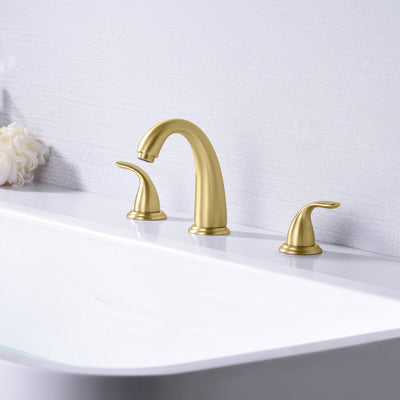Grifo de baño generalizado de oro cepillado con dos manijas Sumerain con válvula