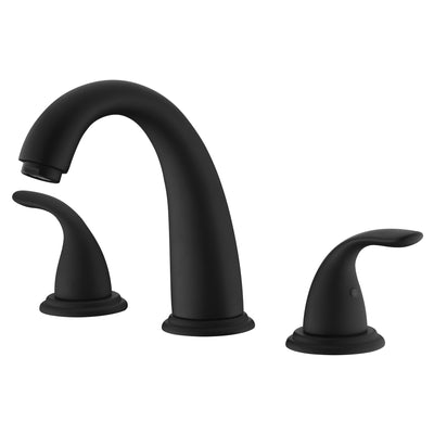 Grifo de bañera romano negro mate de dos manijas con válvula, grifo de bañera de montaje en cubierta de alto flujo con 3 orificios