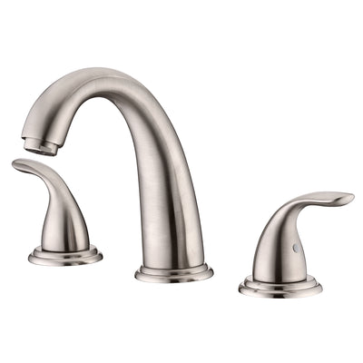 Grifo para bañera romano de montaje en cubierta con dos manijas de alto flujo, níquel cepillado con válvula