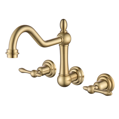 sumerain Grifo para bañera vintage de montaje en pared, relleno para bañera con 3 orificios centrales de 8 pulgadas, oro cepillado
